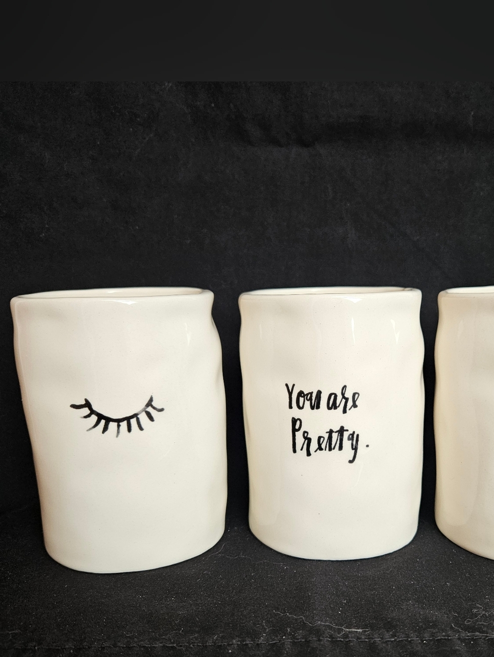 Rae Dunn Artisan Vanity Set "You Are Pretty" Eyelash 3 Piece Set Magenta